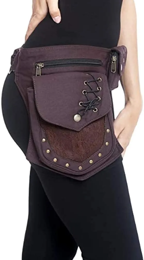 Women Waist Bag Fanny Bag Renaissance Faire Festival Chest Pack with Adjustable Belt Fashion Hip Bum Bag for Running Hiking 00/Brown