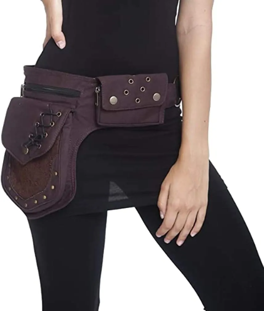 Women Waist Bag Fanny Bag Renaissance Faire Festival Chest Pack with Adjustable Belt Fashion Hip Bum Bag for Running Hiking 00/Brown