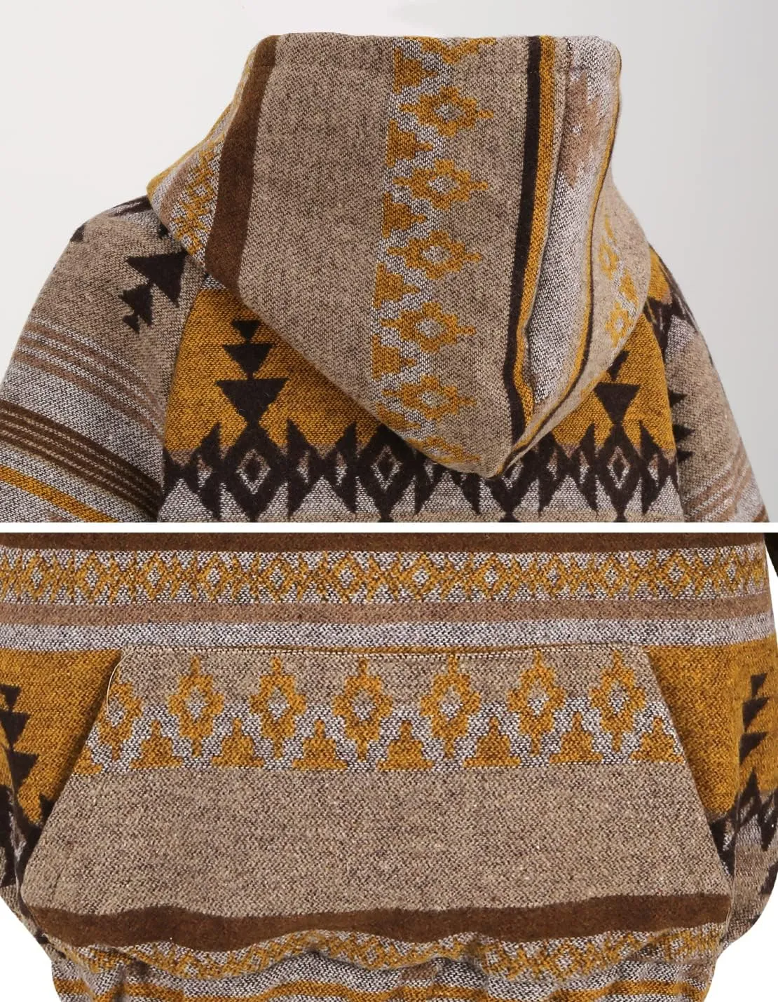 Women's Aztec Print Pattern Western Ethnic Half Zip Long Sleeve Pullover Hoodie Sweatshirt