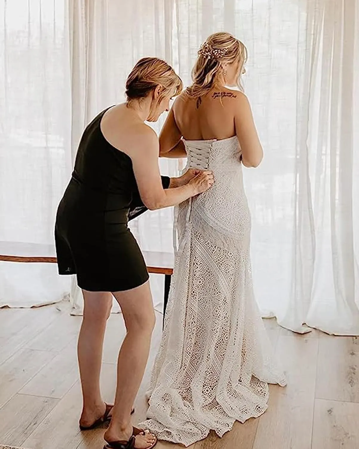 Women's Bohemian Wedding Dresses Sweetheart Mermaid Lace Bridal Gown