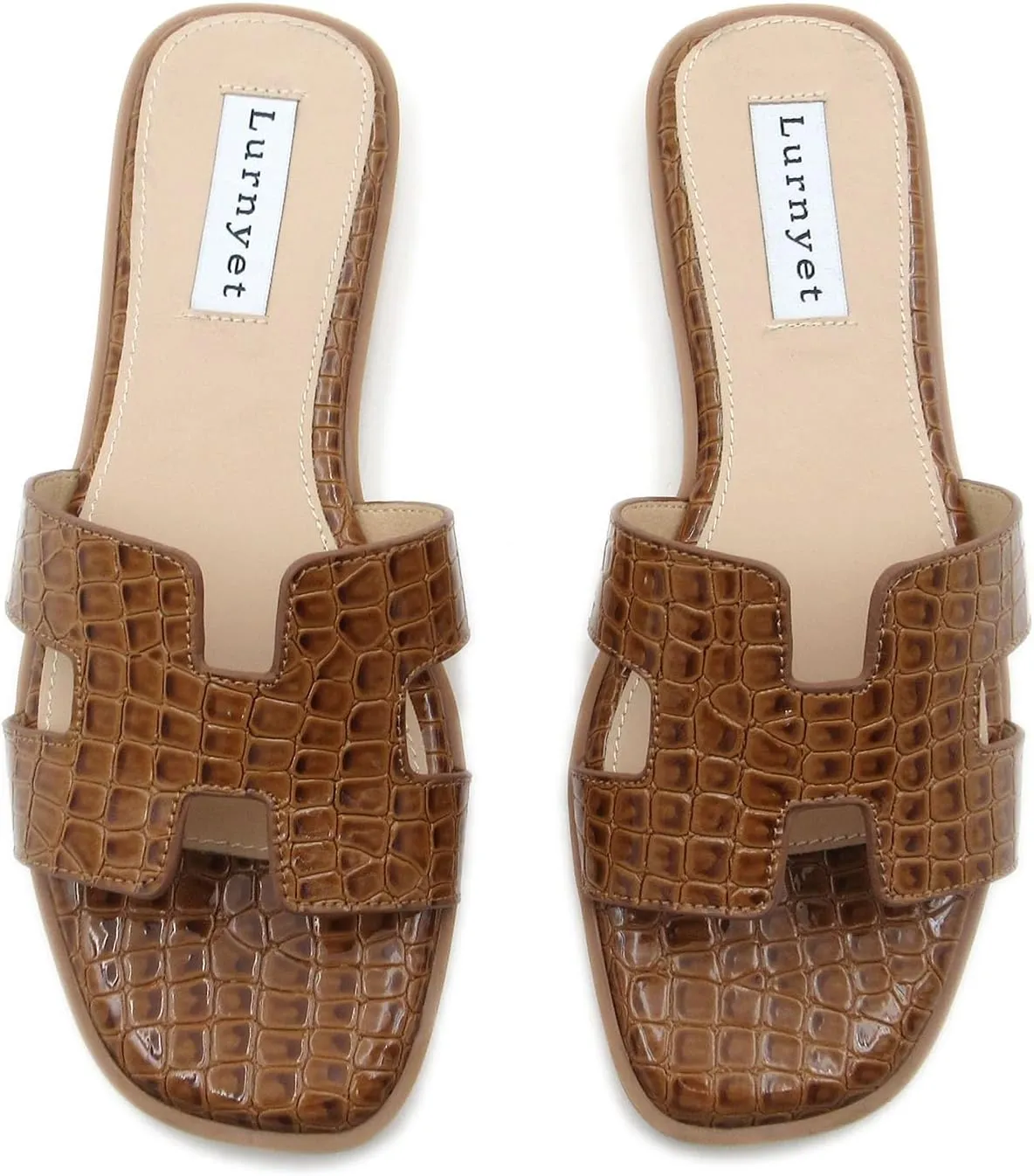 Women's Comfort Cushion Flat Sandal with Crocodile Pattern: Stylish Design Slide, Non-Slip Rubber Sole, Latex Insole for Comfort, Perfect for Parties, Gatherings, Casual Wear, Vacations, and Beach Days