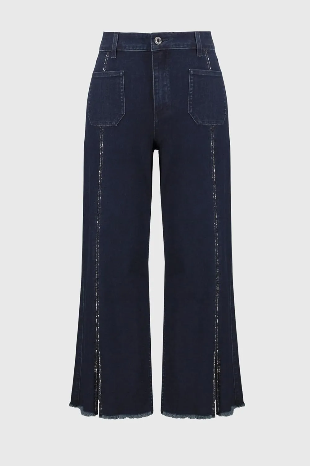 Women's Culotte Jeans with Embellished Front Seam