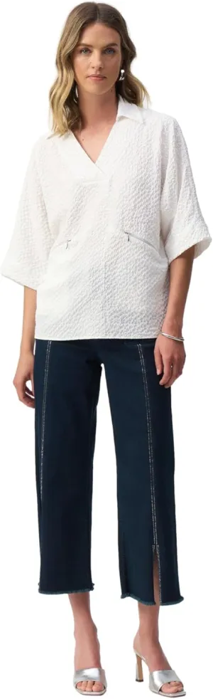 Women's Culotte Jeans with Embellished Front Seam