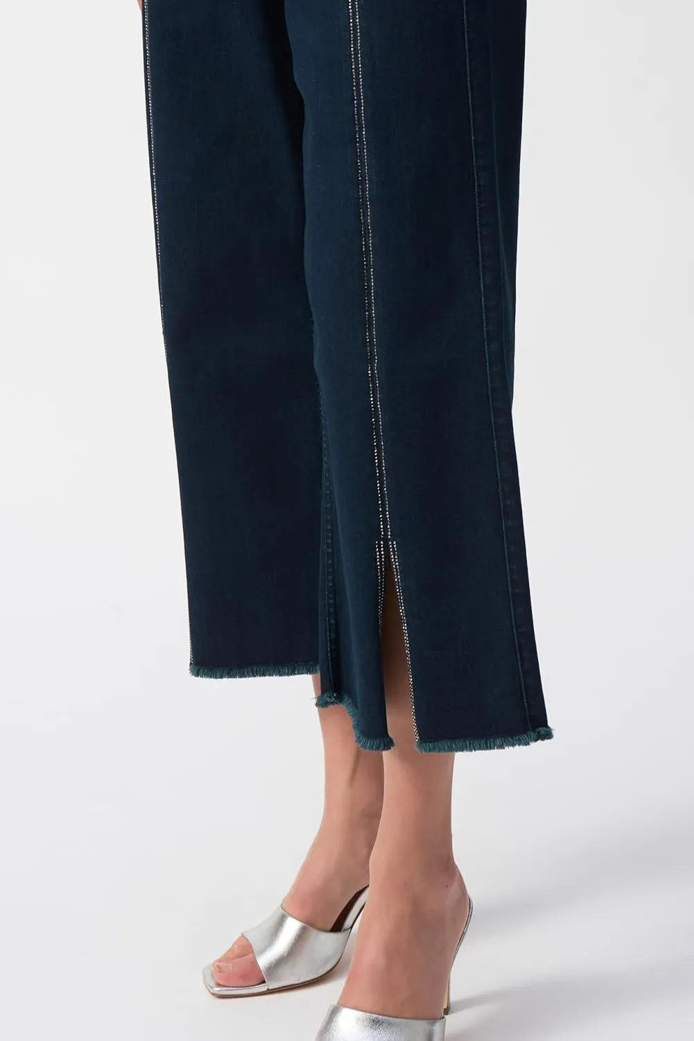 Women's Culotte Jeans with Embellished Front Seam