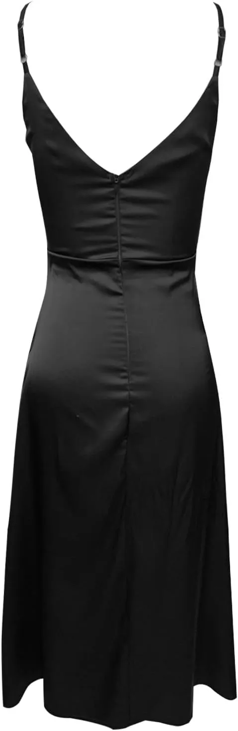 Women's Elegant Backless Pleated Satin Strapless Bridesmaid Dress Sequin Maxi Dress for Women