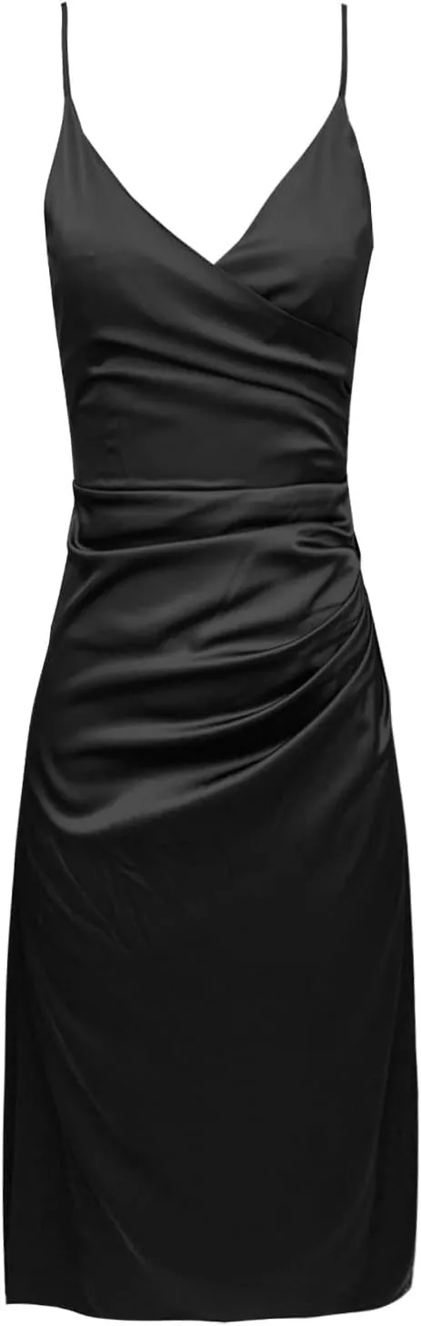 Women's Elegant Backless Pleated Satin Strapless Bridesmaid Dress Sequin Maxi Dress for Women