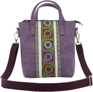 Womens Ethnic Embroidered Crossbody Bag Small Canvas Handbags Phone Pouch Wristlet Bag Coin Shoulder Purse