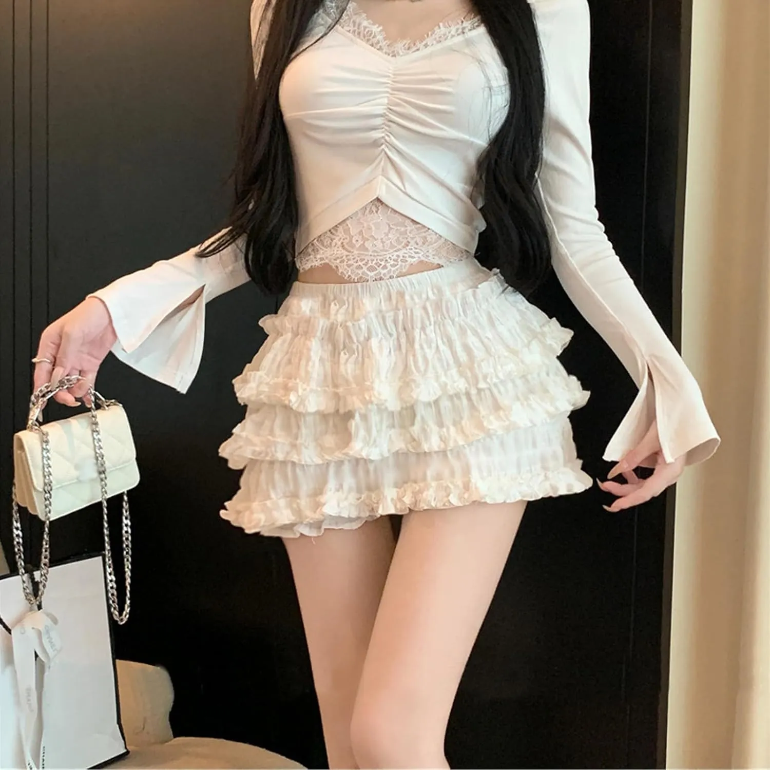 Womens Lolita Bloomers Retro Embossed Ruffles Pumpkin Pants Bottom Shorts