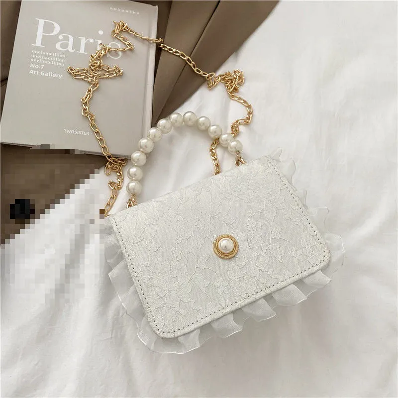 Women's Pearl Chain French Retro Portable Shoulder Bags