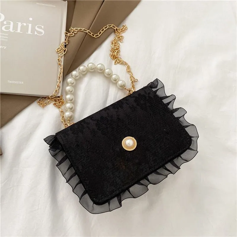Women's Pearl Chain French Retro Portable Shoulder Bags