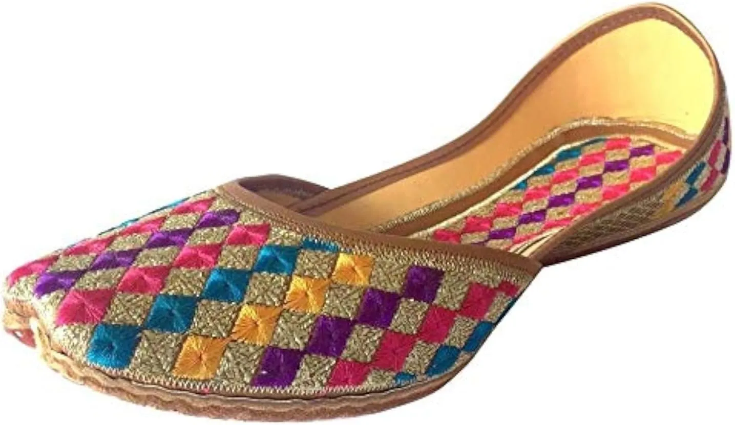 Women's Phulkari Punjabi Jutti Khussa Shoes Ethnic Shoes Rajasthani Mojari