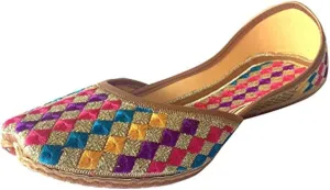 Women's Phulkari Punjabi Jutti Khussa Shoes Ethnic Shoes Rajasthani Mojari