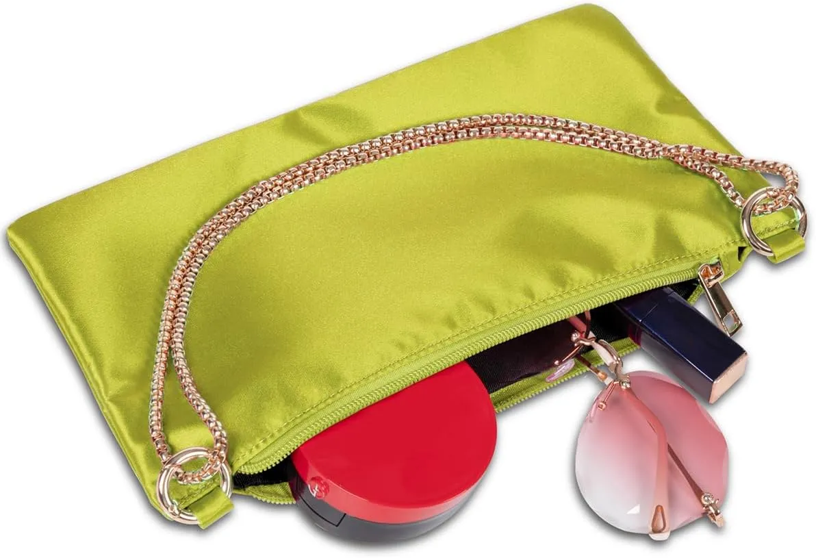 Women’s Satin Evening Bag Clutch Purse Handbag for Women Wedding Shoulder Bag with 2 Chains for Formal Cocktail Party