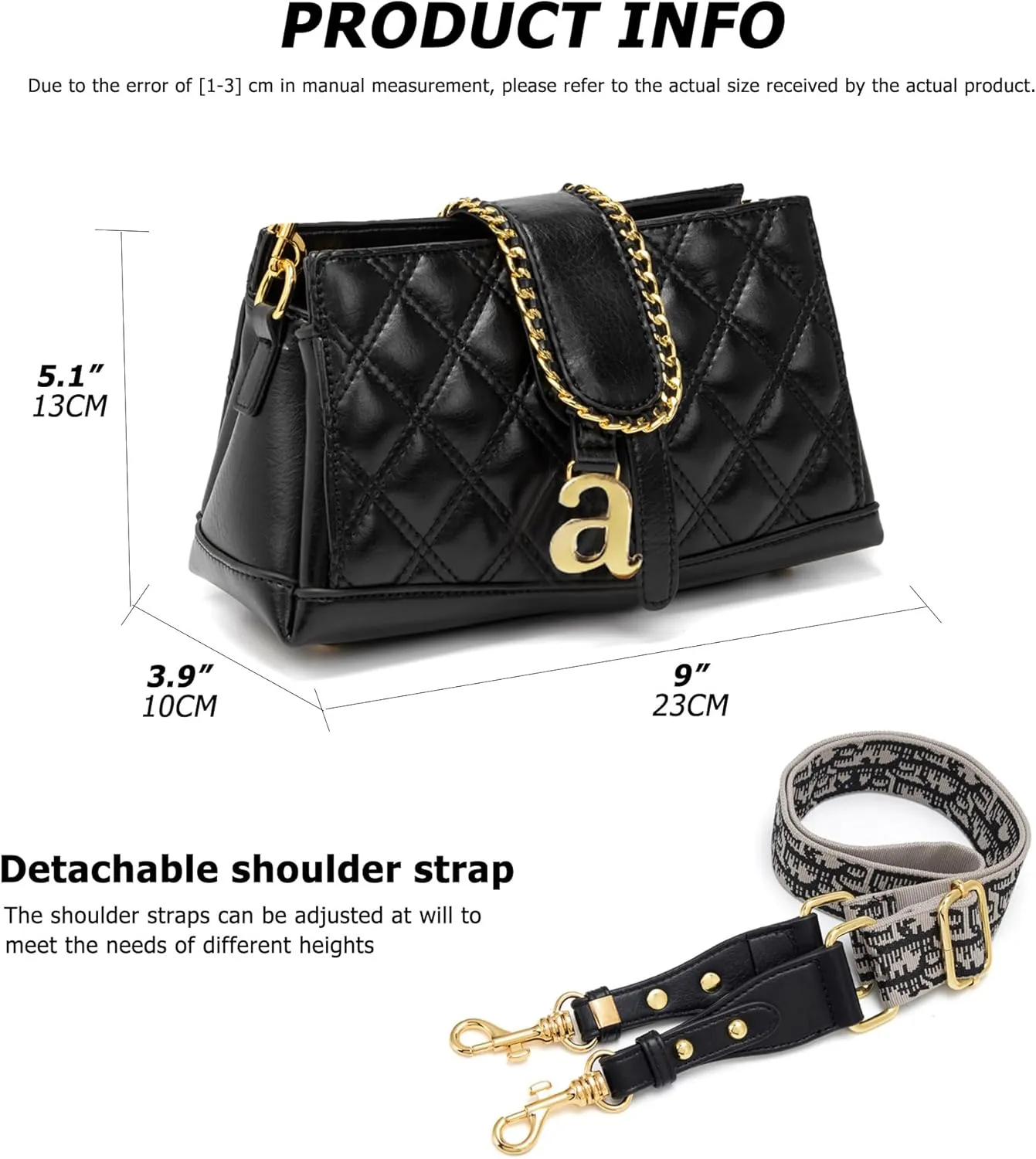 Women's Shoulder Crossbody Bag, Elegant Quilted Clutch Purse with Pearl Chain & Demovable Straps