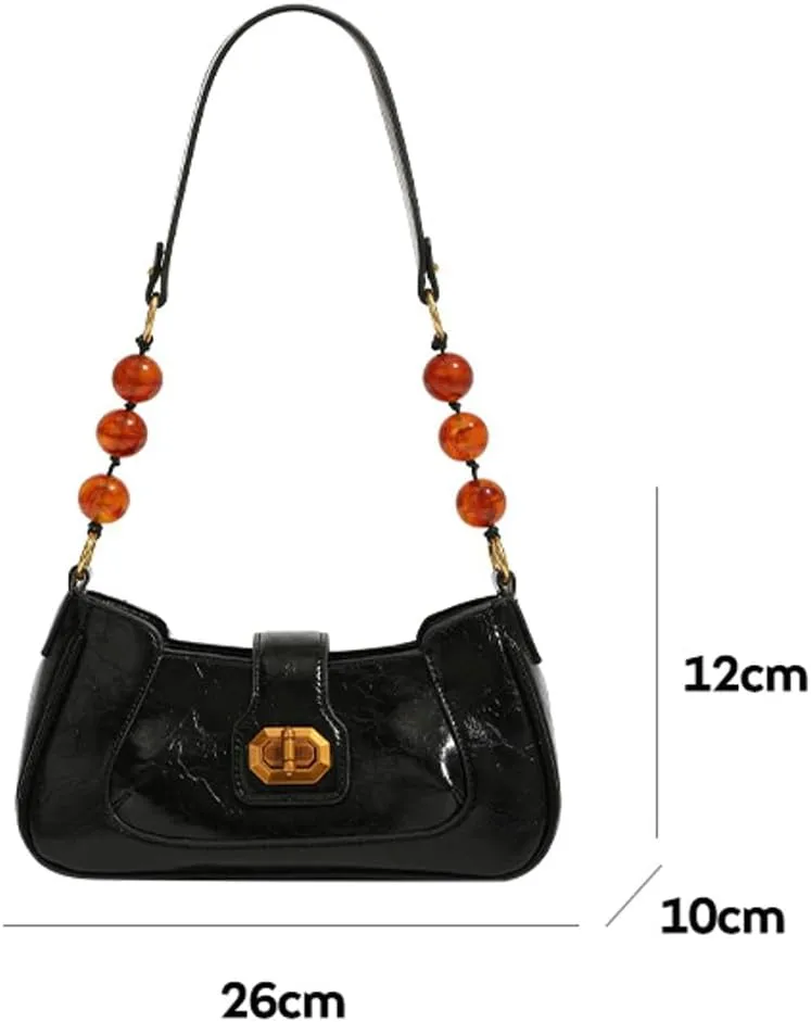 Women's Stylish Pearl Chain Shoulder Bag, Elegant Crossbody Purse for Work & Daily Use, Light Luxury Handheld Tote Bag
