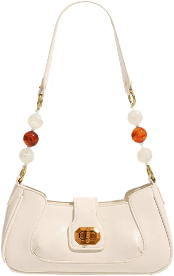 Women's Stylish Pearl Chain Shoulder Bag, Elegant Crossbody Purse for Work & Daily Use, Light Luxury Handheld Tote Bag