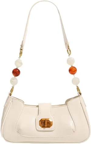 Women's Stylish Pearl Chain Shoulder Bag, Elegant Crossbody Purse for Work & Daily Use, Light Luxury Handheld Tote Bag
