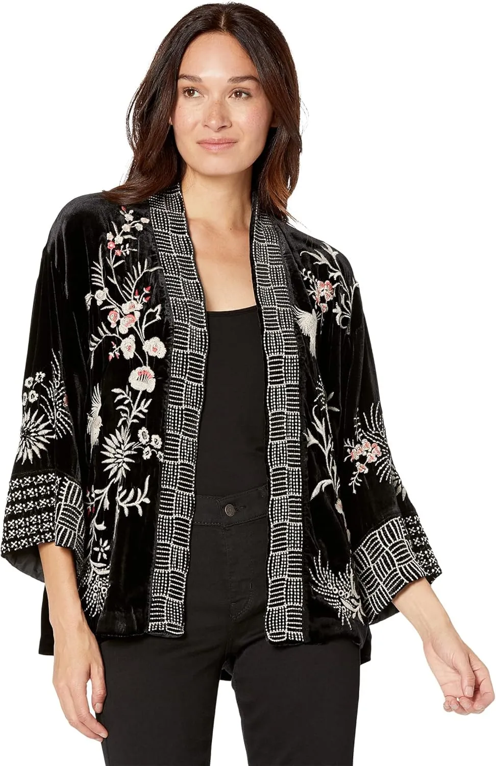 Womens Valentina Velvet Cropped Kimono