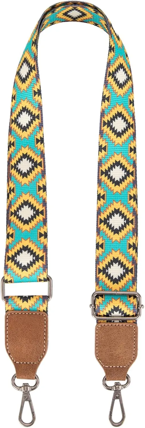 Wrangler Aztec Crossbody Bag for Women Southwestern Print Canvas Shoulder Purse with Distressed Look and Adjustable Strap