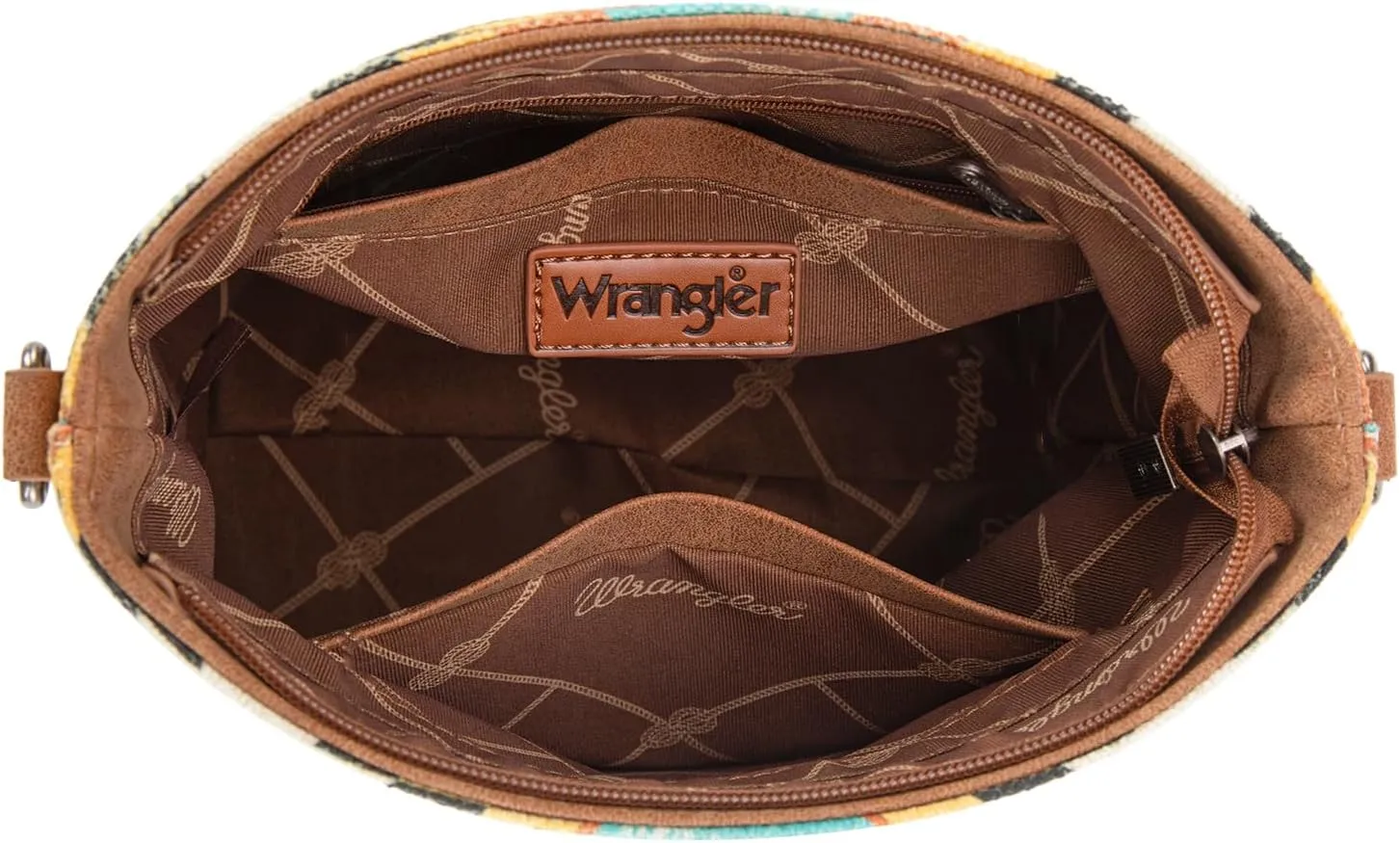 Wrangler Aztec Crossbody Bag for Women Southwestern Print Canvas Shoulder Purse with Distressed Look and Adjustable Strap