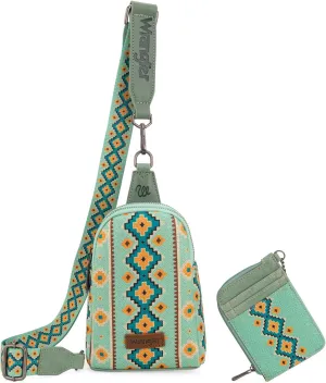 Wrangler Aztec Crossbody Sling Bags for Women Wallet Set