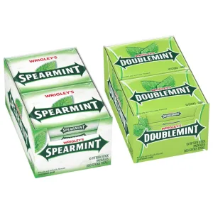 Wrigleys Doublemint Gum and Wrigleys Spearmint Gum Bulk Variety Pack, 15 Sticks (Pack of 20), 300 Total Sticks of Chewing Gum Bulk Individually Wrapped