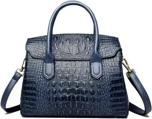 XXGJOALD-Satchel Tote Purse for Women Crocodile Pattern Embossed Top-handle Handbags Fuax Leather Shoulder Bag