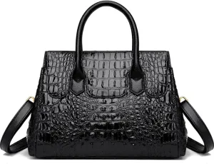 XXGJOALD-Women Satchel Bag PU Leather Crocodile-Embossed Pattern With Top Handle Shoulder Bags Handbags Fashion Purses Totes