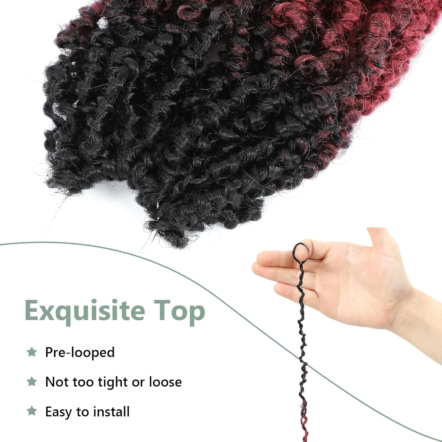 Yanky Twist Crochet Hair 16 Inch 8 Packs Crochet Yanky Twist Hair Spring Mini Twist Hair Extensions 1B/Bug Bohemian Passion Twists Braiding Hair for Black Women