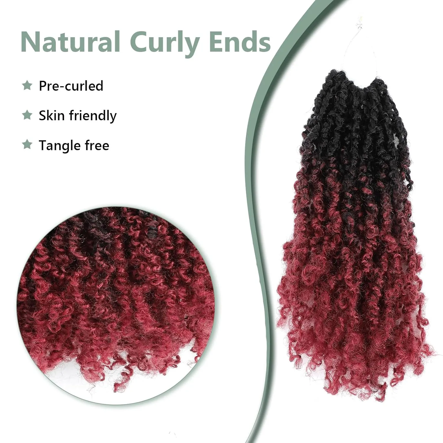 Yanky Twist Crochet Hair 16 Inch 8 Packs Crochet Yanky Twist Hair Spring Mini Twist Hair Extensions 1B/Bug Bohemian Passion Twists Braiding Hair for Black Women