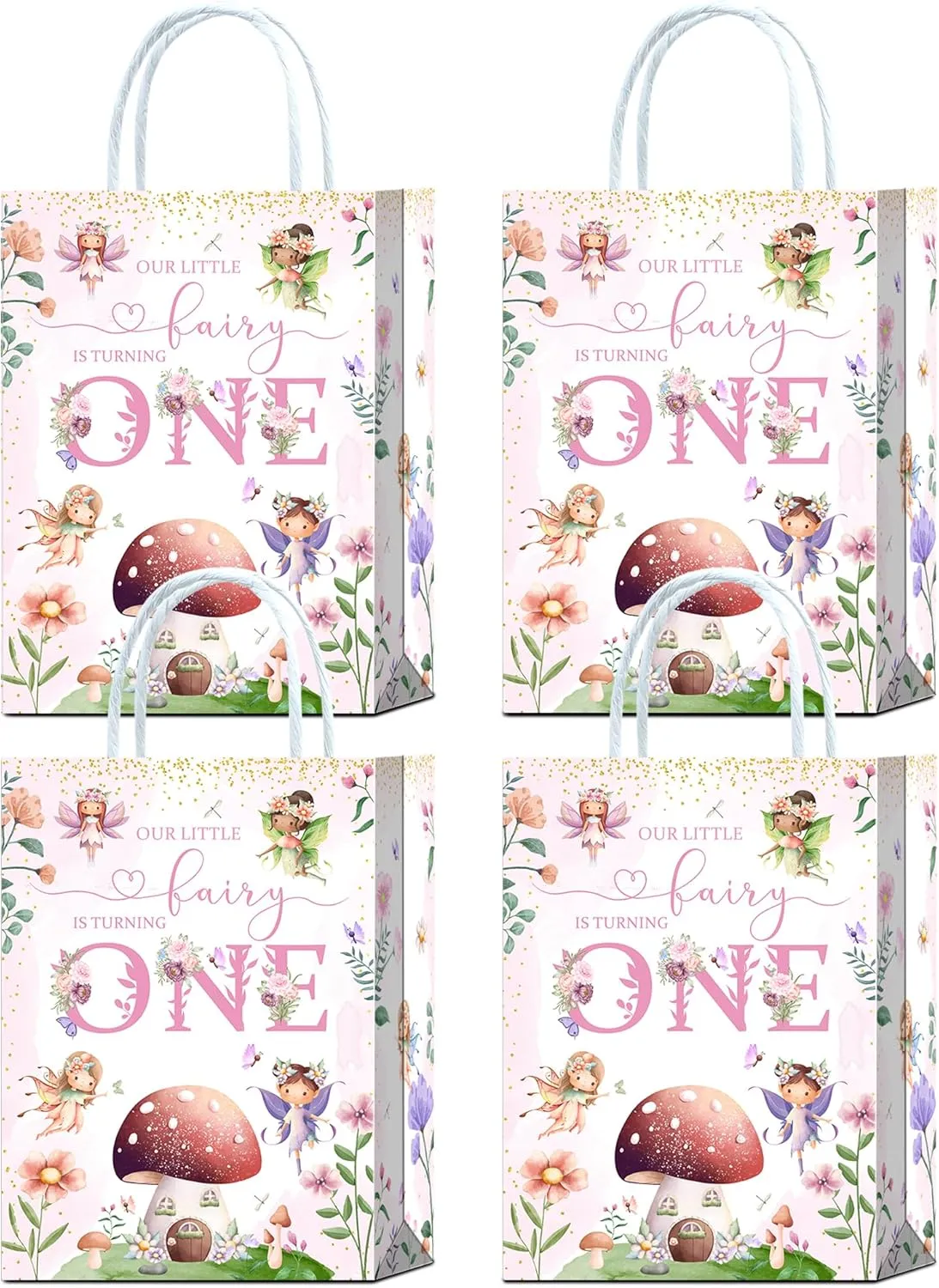 YanZonic 16pc My Fairy First Birthday Decorations - Goodie Bags for Fairy Tale Garden 1st Birthday Woodland Party Favors