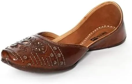 YASH & CO. Pure Leather Hand Crafted Bellies| Rajasthani Jutti, Mojari| Latest Collection Comfortable Stylish Slip on Bellies & Ballerina for Women & Girls/Ethnic Bellies Footwear