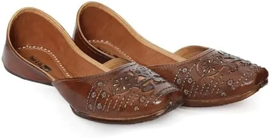 YASH & CO. Pure Leather Hand Crafted Bellies| Rajasthani Jutti, Mojari| Latest Collection Comfortable Stylish Slip on Bellies & Ballerina for Women & Girls/Ethnic Bellies Footwear