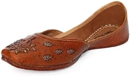 YASH & CO. Pure Leather Hand Crafted Bellies| Rajasthani Jutti, Mojari| Latest Collection Comfortable Stylish Slip on Bellies & Ballerina for Women & Girls/Ethnic Bellies Footwear
