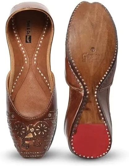 YASH & CO. Pure Leather Hand Crafted Bellies| Rajasthani Jutti, Mojari| Latest Collection Comfortable Stylish Slip on Bellies & Ballerina for Women & Girls/Ethnic Bellies Footwear