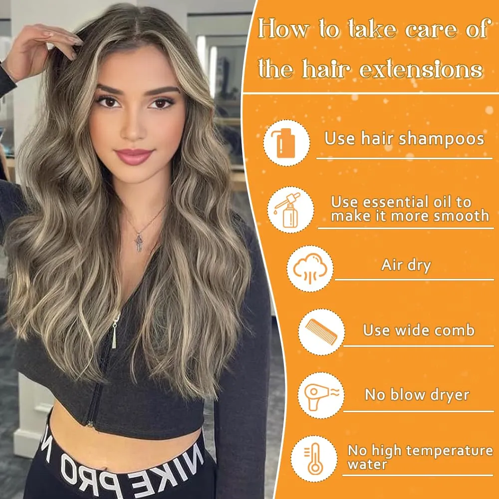 YDDM 18 Inch Tape in Hair Extensions, Balayage Gold Brown Mixed Dark Blonde 100% Remy Human 20pcs Straight Seamless Invisible Tape in Hair Extensions Human Hair(10/10/22#, 18 Inch)