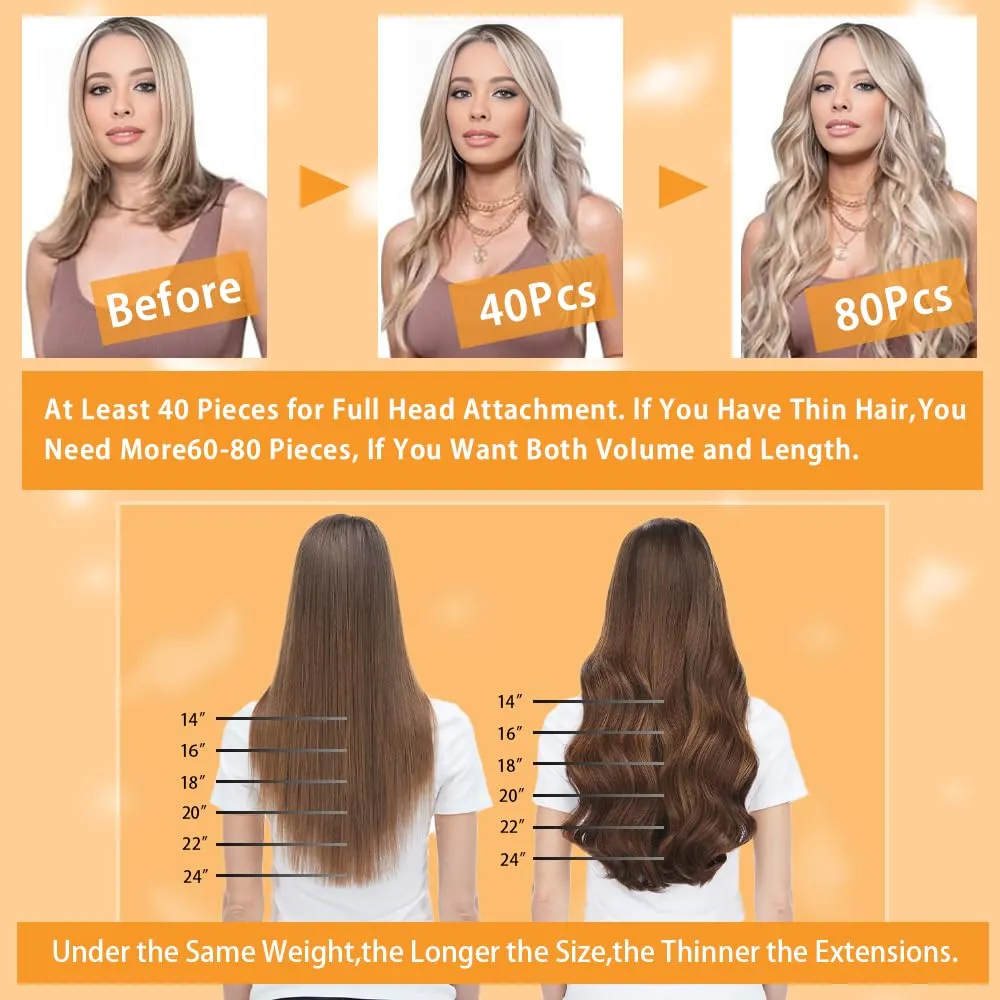YDDM 18 Inch Tape in Hair Extensions, Balayage Gold Brown Mixed Dark Blonde 100% Remy Human 20pcs Straight Seamless Invisible Tape in Hair Extensions Human Hair(10/10/22#, 18 Inch)