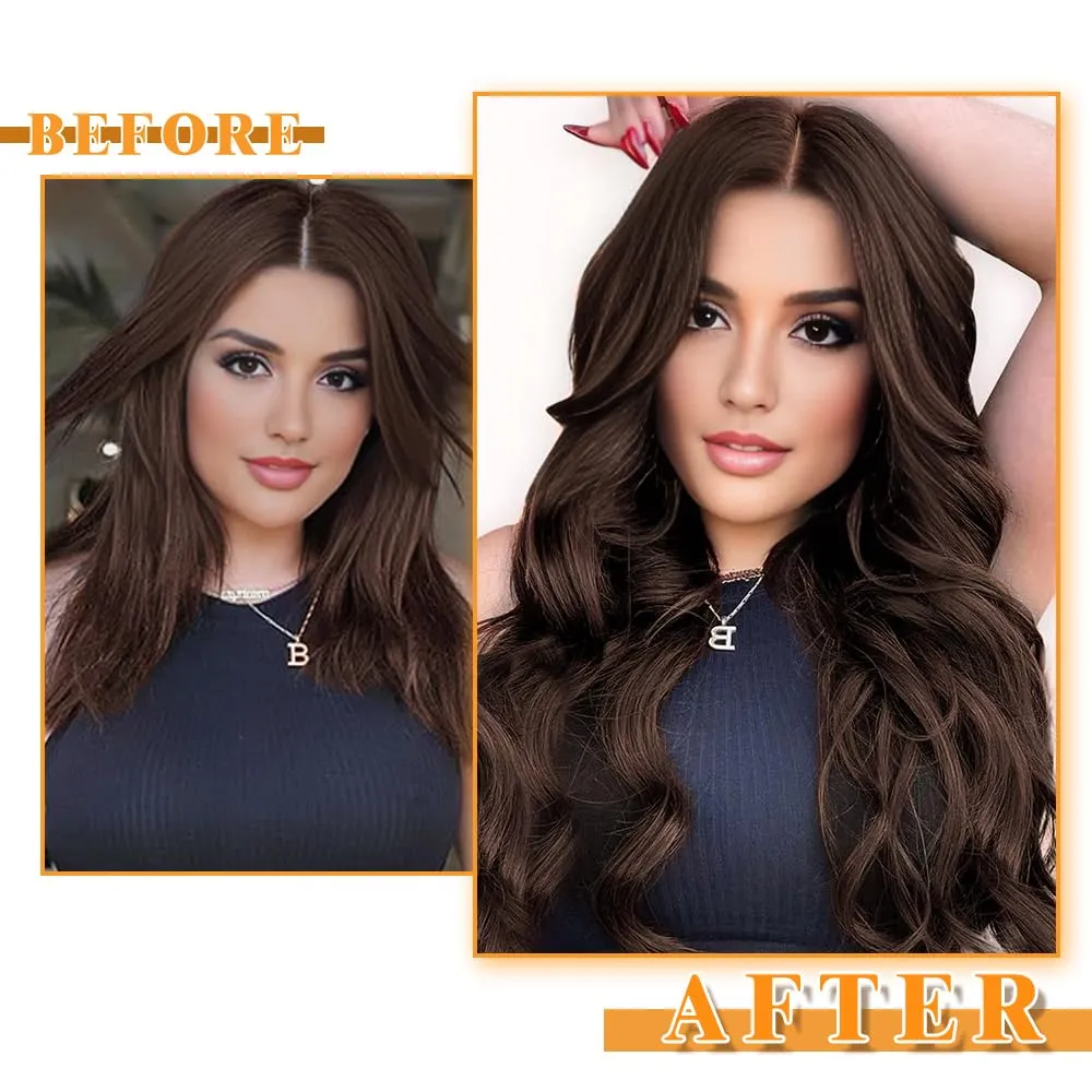 YDDM Dark Brown Tape in Hair Extensions Human Hair 18 Inch 20pcs 100% Remy Human Hair Straight Seamless Invisible Tape in Hair Extensions(2#, 18 Inch)