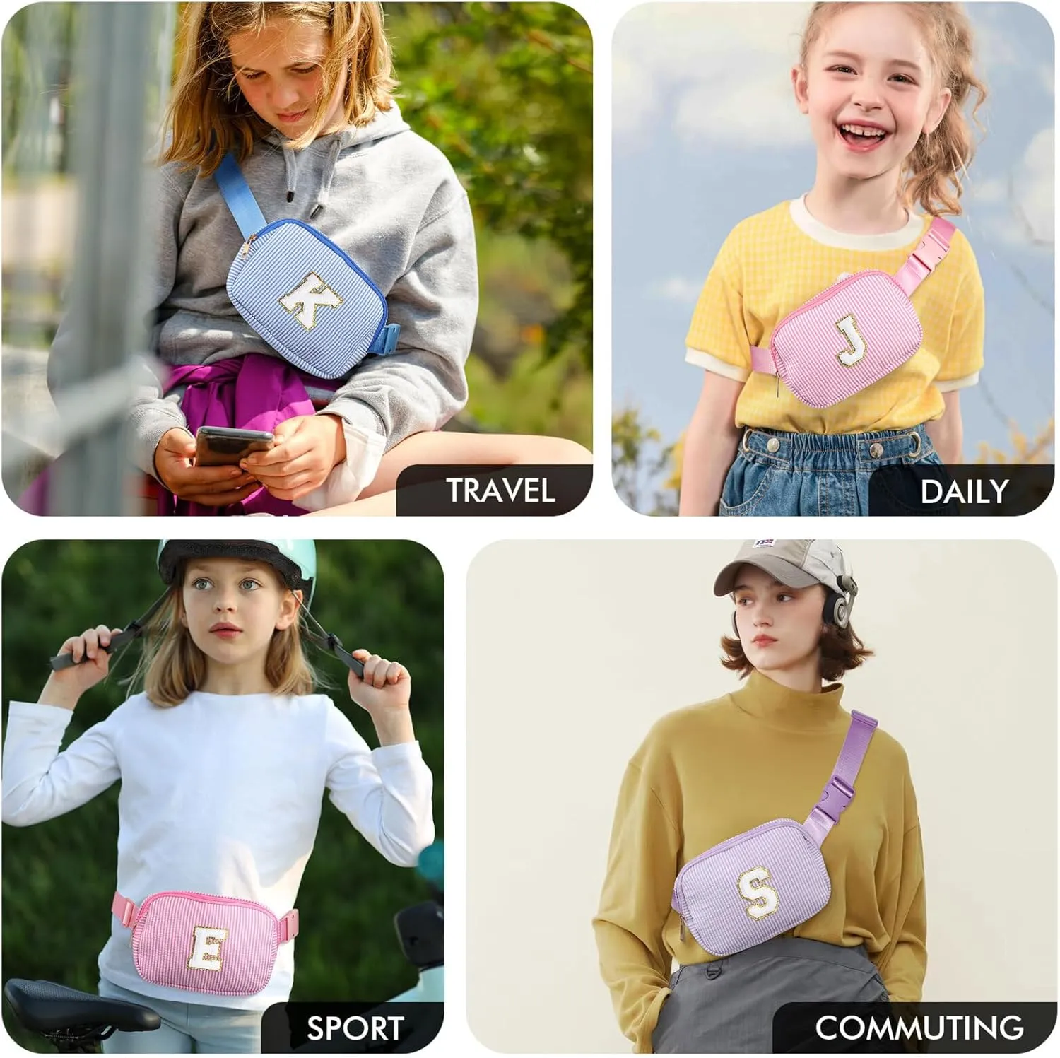 YOOLIFE Birthday Gifts for 4 5 6 7 8 9 10 11 12 13 Year Old Girls - Personalized Gifts for Teens Kids Daughter Sister Her | Birthday Gifts for Kids | Initial Crossbody Bag Belt Bag | Purple M