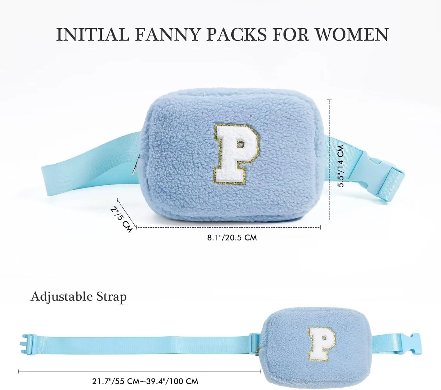 YOOLIFE Initial Crossbody Bag Belt Bag Fanny Pack for Girls - Monogrammed Fanny Pack Belt Bag Purse for Teen Girls Kids, Gifts for Girls Teen Daughter Sister, Blue K