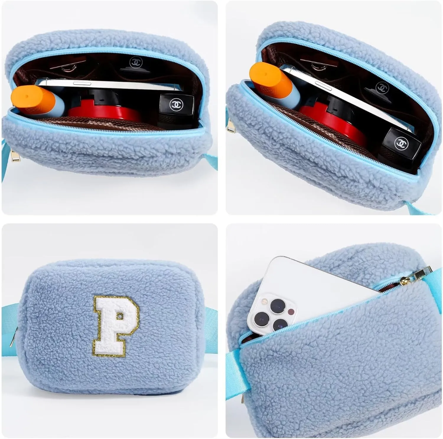 YOOLIFE Initial Crossbody Bag Belt Bag Fanny Pack for Girls - Monogrammed Fanny Pack Belt Bag Purse for Teen Girls Kids, Gifts for Girls Teen Daughter Sister, Blue K