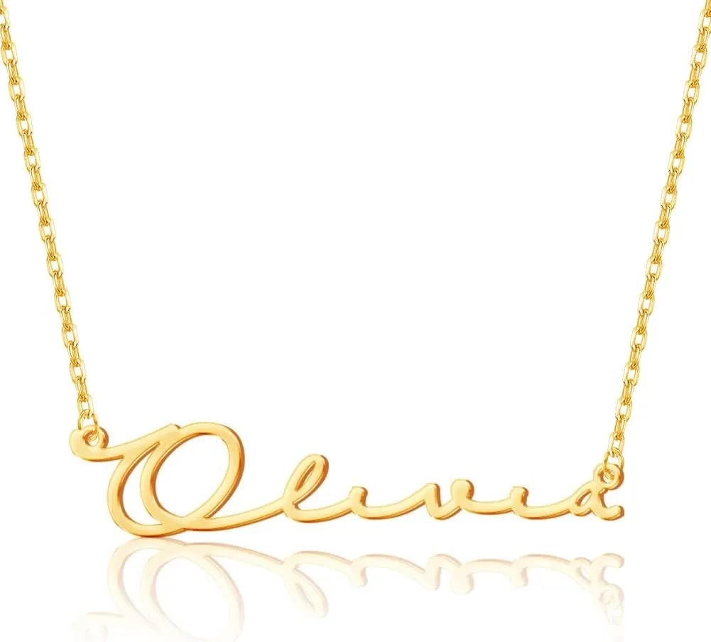 Yopicks Custom Name Necklace Personalized, 18K Gold Plated Sterling Silver Name Necklace for Women Gift