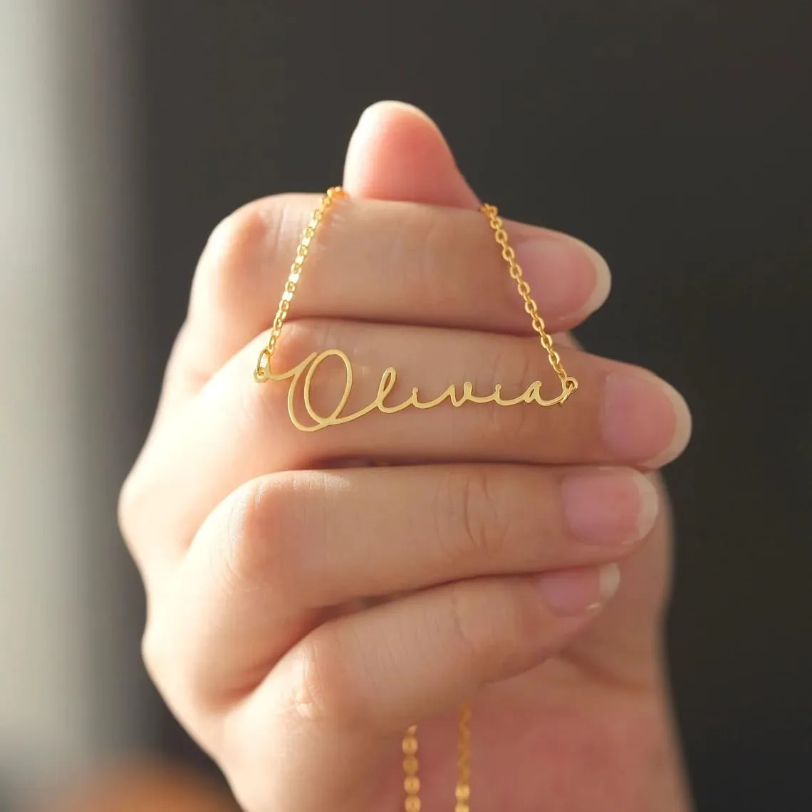 Yopicks Custom Name Necklace Personalized, 18K Gold Plated Sterling Silver Name Necklace for Women Gift