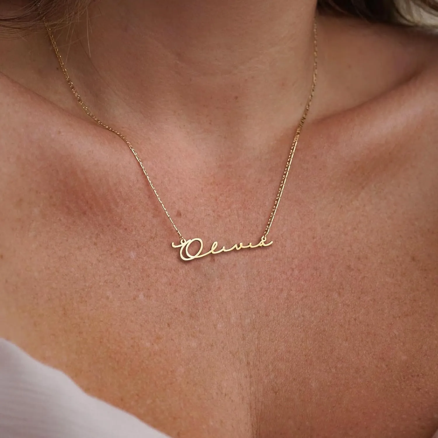 Yopicks Custom Name Necklace Personalized, 18K Gold Plated Sterling Silver Name Necklace for Women Gift