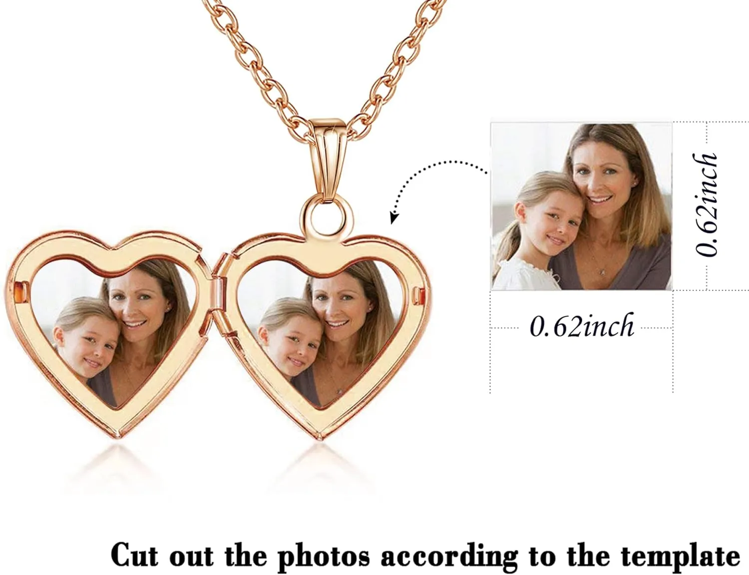 YOUFENG Love Heart Locket Necklace that Holds Pictures Polished Lockets Necklaces Birthday Gifts
