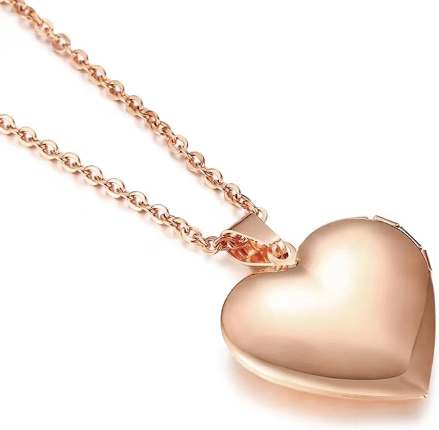 YOUFENG Love Heart Locket Necklace that Holds Pictures Polished Lockets Necklaces Birthday Gifts