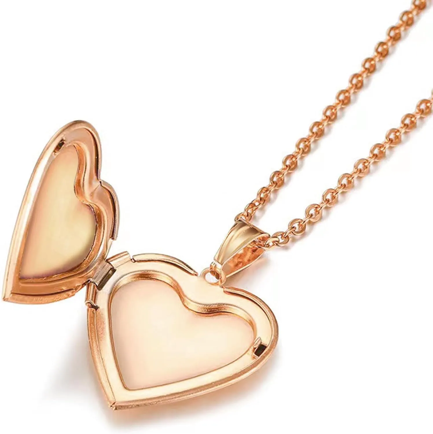 YOUFENG Love Heart Locket Necklace that Holds Pictures Polished Lockets Necklaces Birthday Gifts