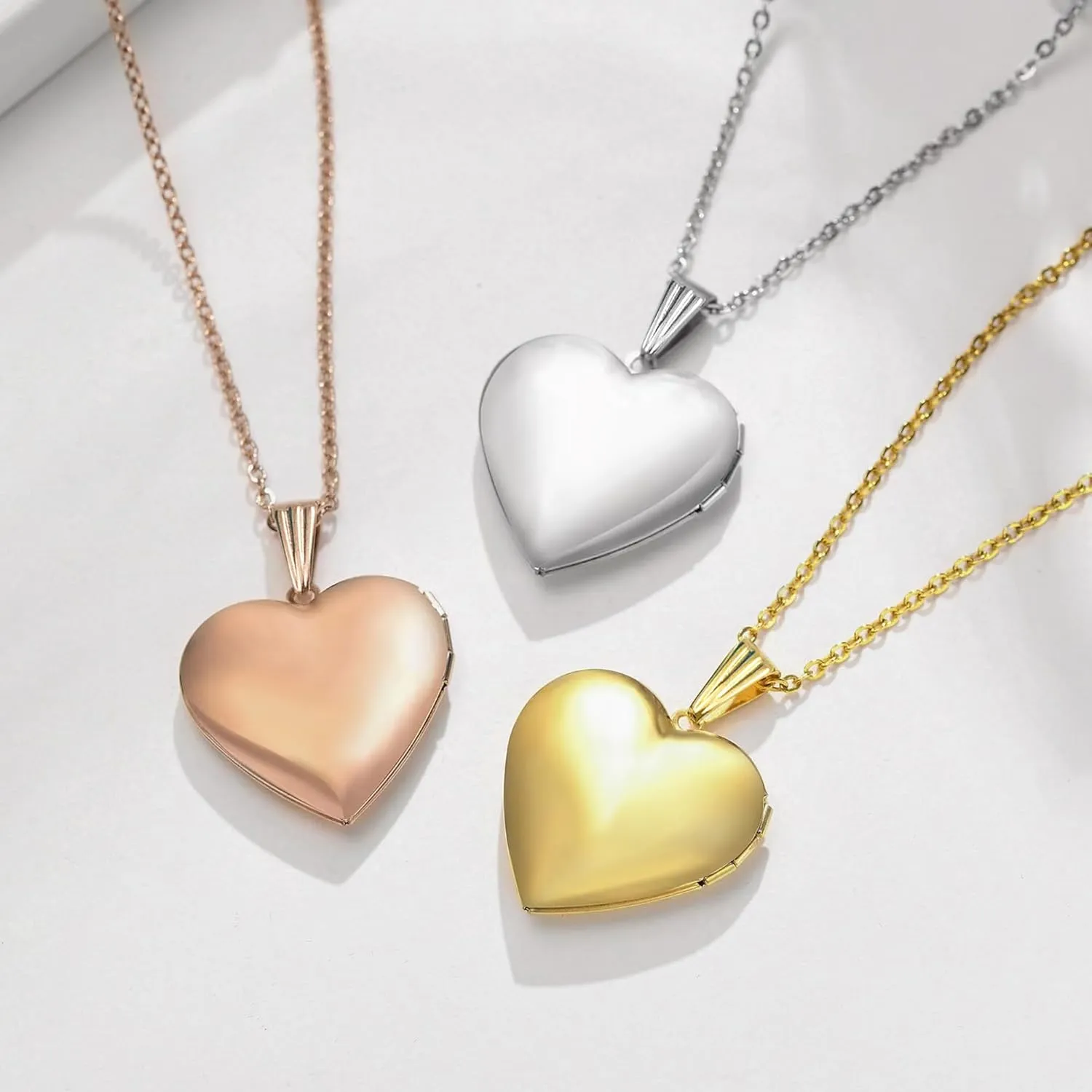 YOUFENG Love Heart Locket Necklace that Holds Pictures Polished Lockets Necklaces Birthday Gifts