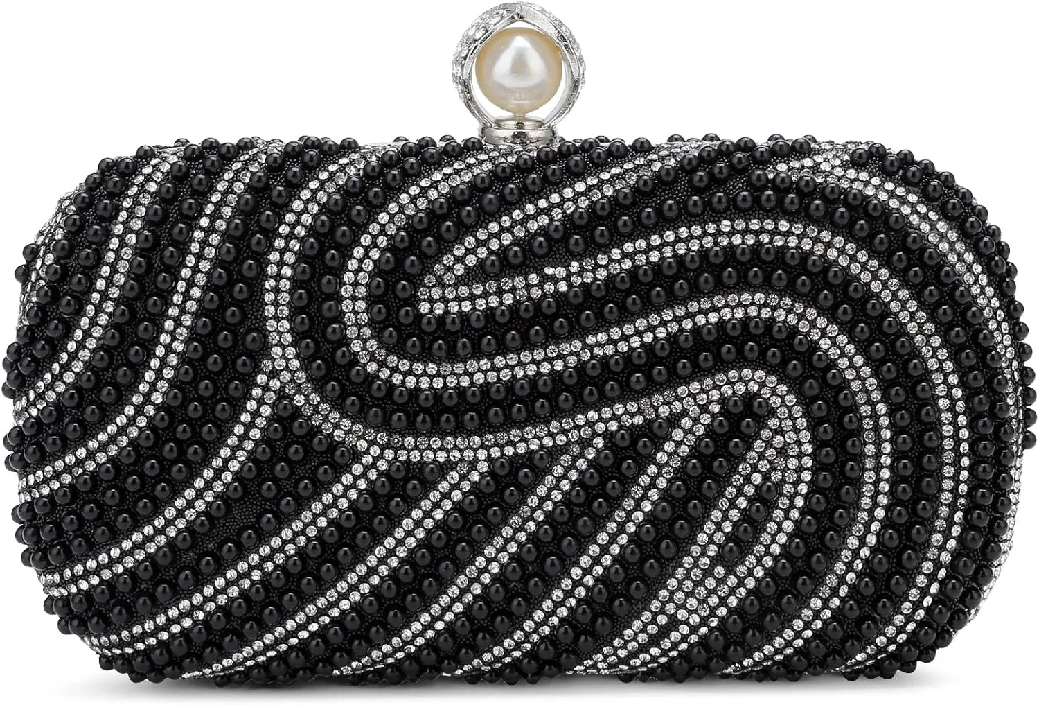 YYW Womens Pearl Clutch Purse Evening Handbags Beaded Bag for Wedding Bride Party with Chain