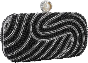 YYW Womens Pearl Clutch Purse Evening Handbags Beaded Bag for Wedding Bride Party with Chain